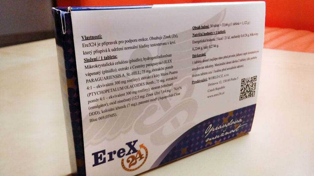 Erex24 - balenie, zloženie, dávkovanie, vlastnosti